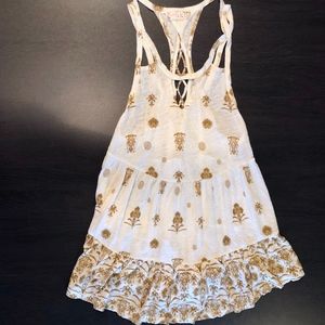 FREE PEOPLE: WHITE/GOLD FLOW TANK W/ PRINT